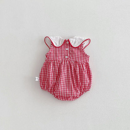 Embroidered Strawberry Collar Bodysuit