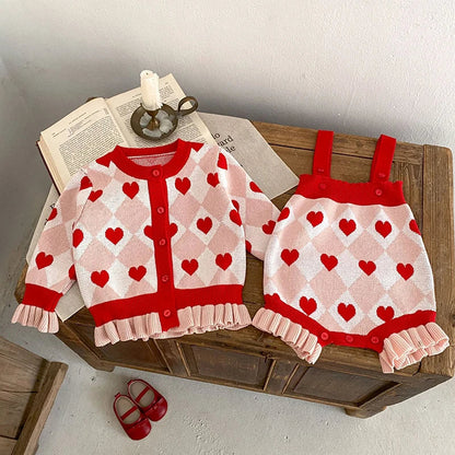 Heart Ruffle Knitted Outfit