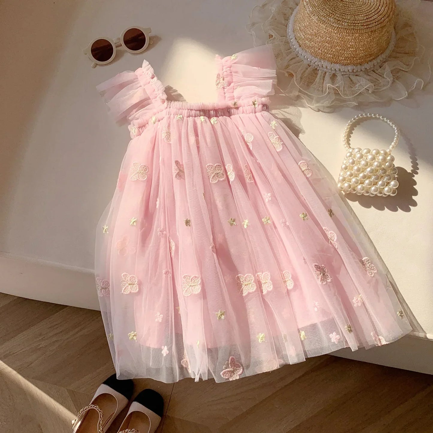 Flying Sleeve Butterfly Tulle Dress