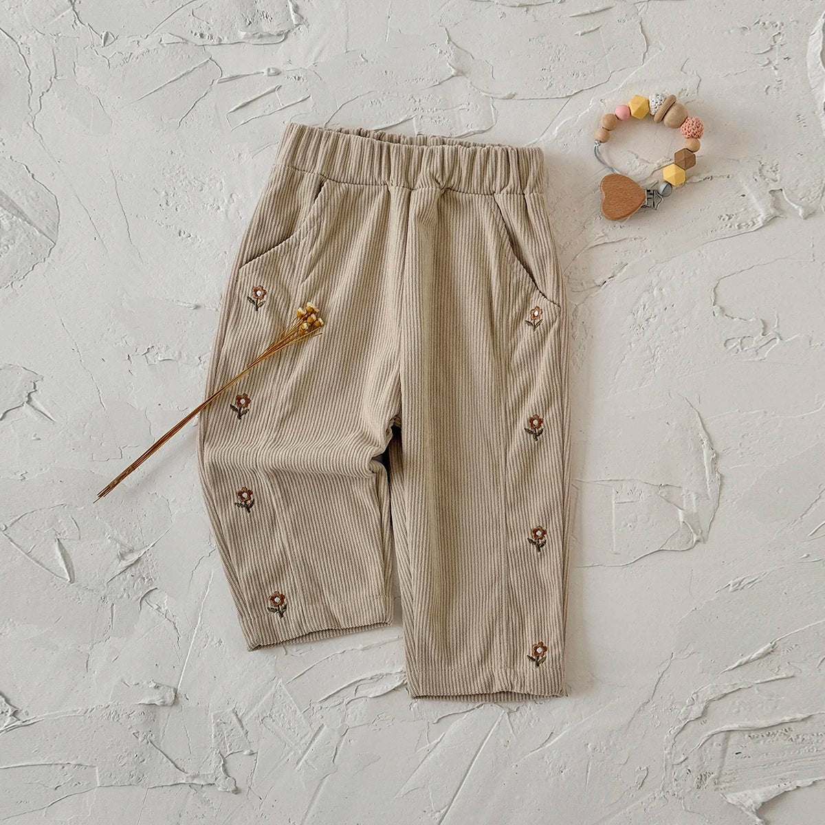 Floral Side Corduroy Pants