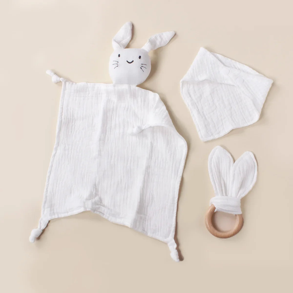 Muslin Wooden Ring Teething Set