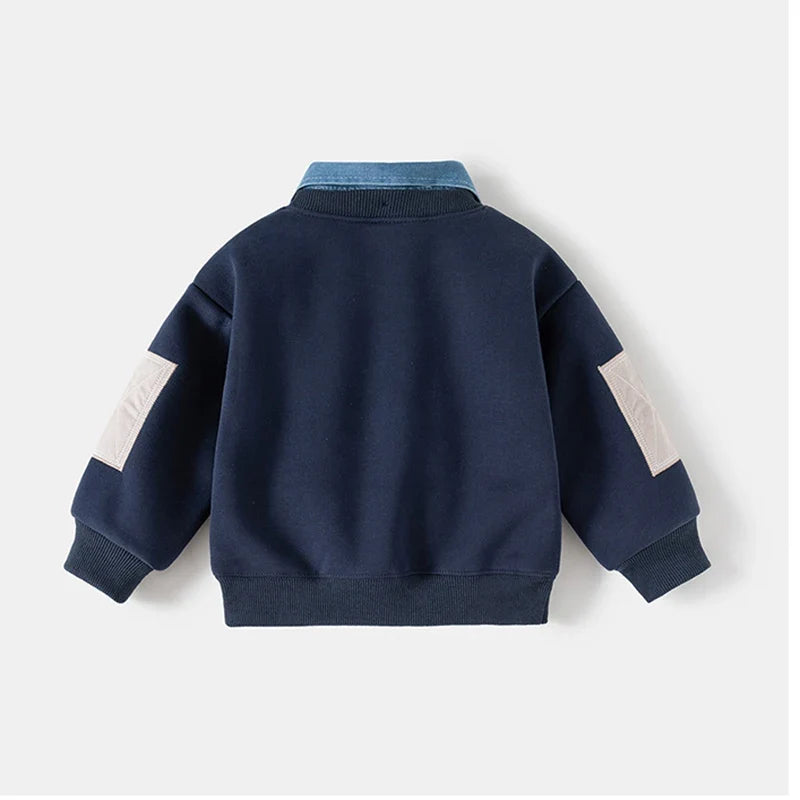 Denim Collar Sweatshirt
