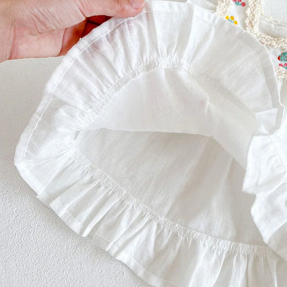 White Frill Embroidery Dress