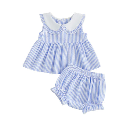 Frill Collar Stripe Set