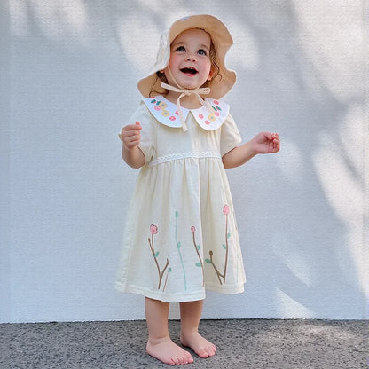 Floral Embroidery Baby Doll Dress