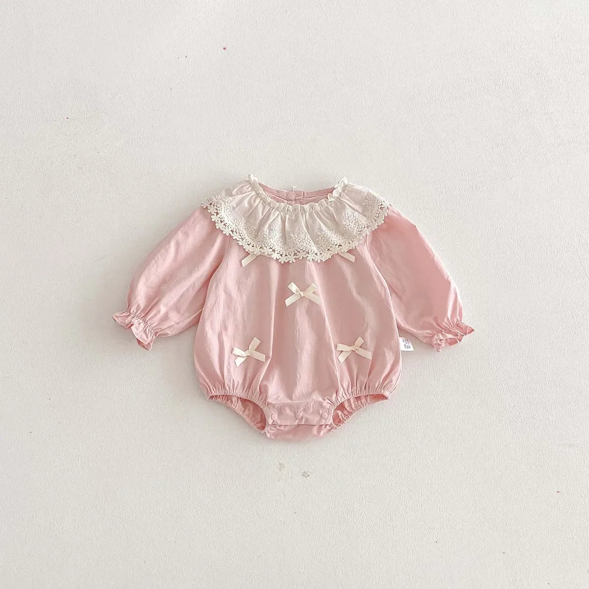 Lace Collar Ribbon Romper