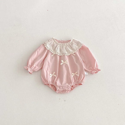 Lace Collar Ribbon Romper