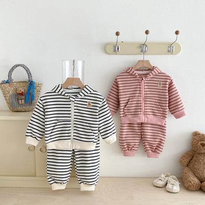 Striped Hoodie Jogger Set