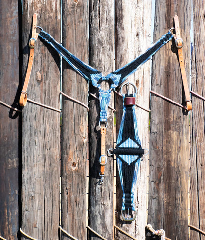 Wild Blue Yonder Handcrafted 100% Mohair Matching Cinch & Breast Collar Set