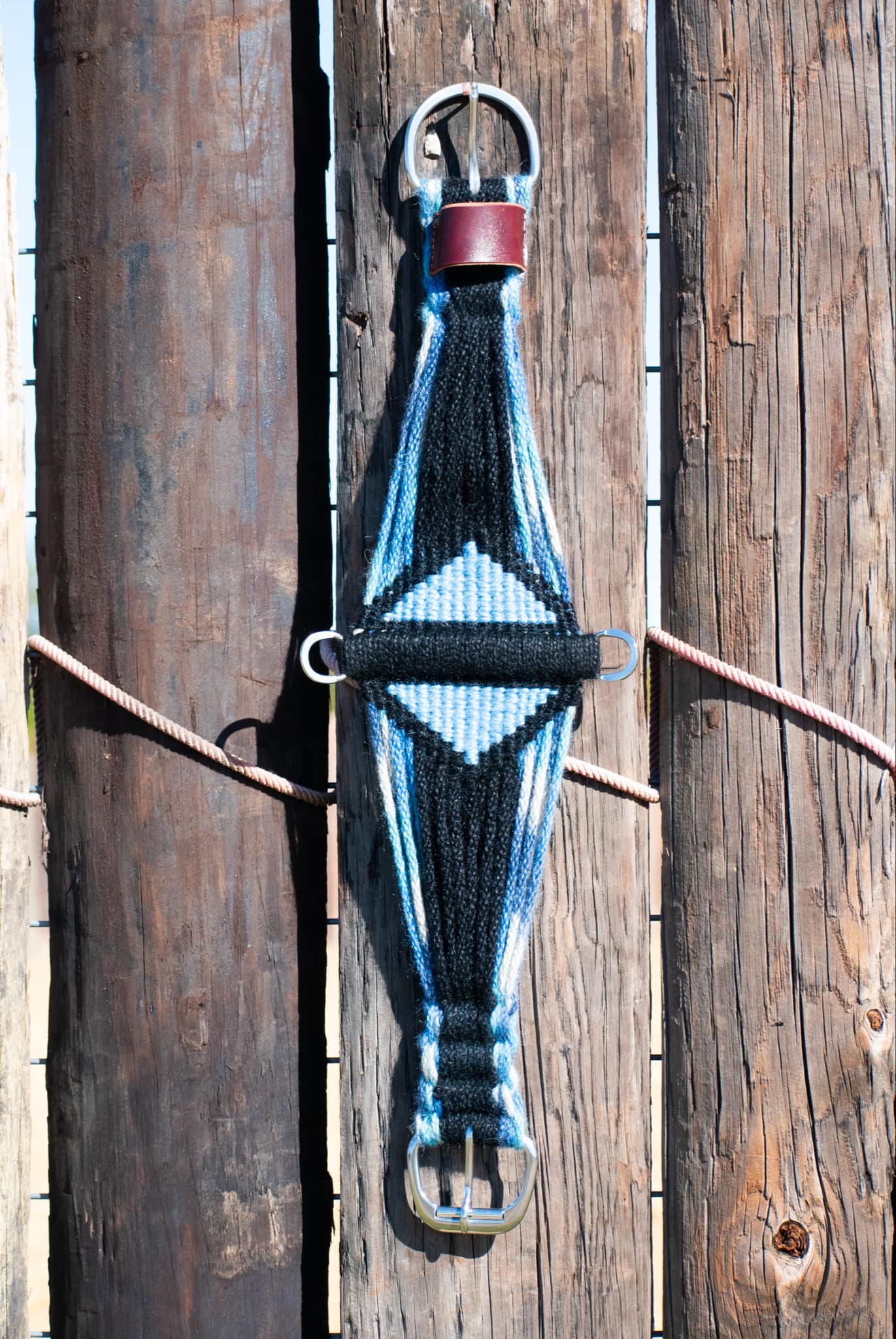 Wild Blue Yonder Handcrafted 100% Mohair Matching Cinch & Breast Collar Set