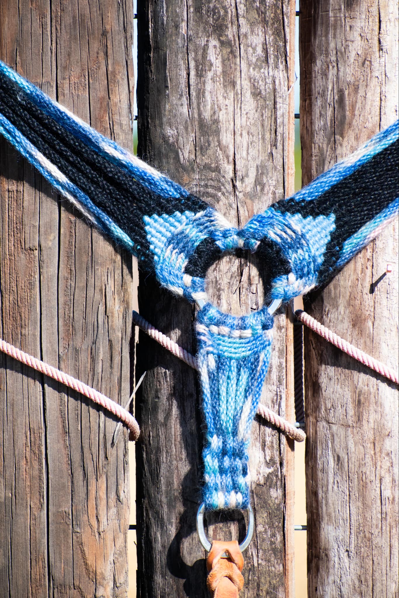 Wild Blue Yonder Handcrafted 100% Mohair Matching Cinch & Breast Collar Set