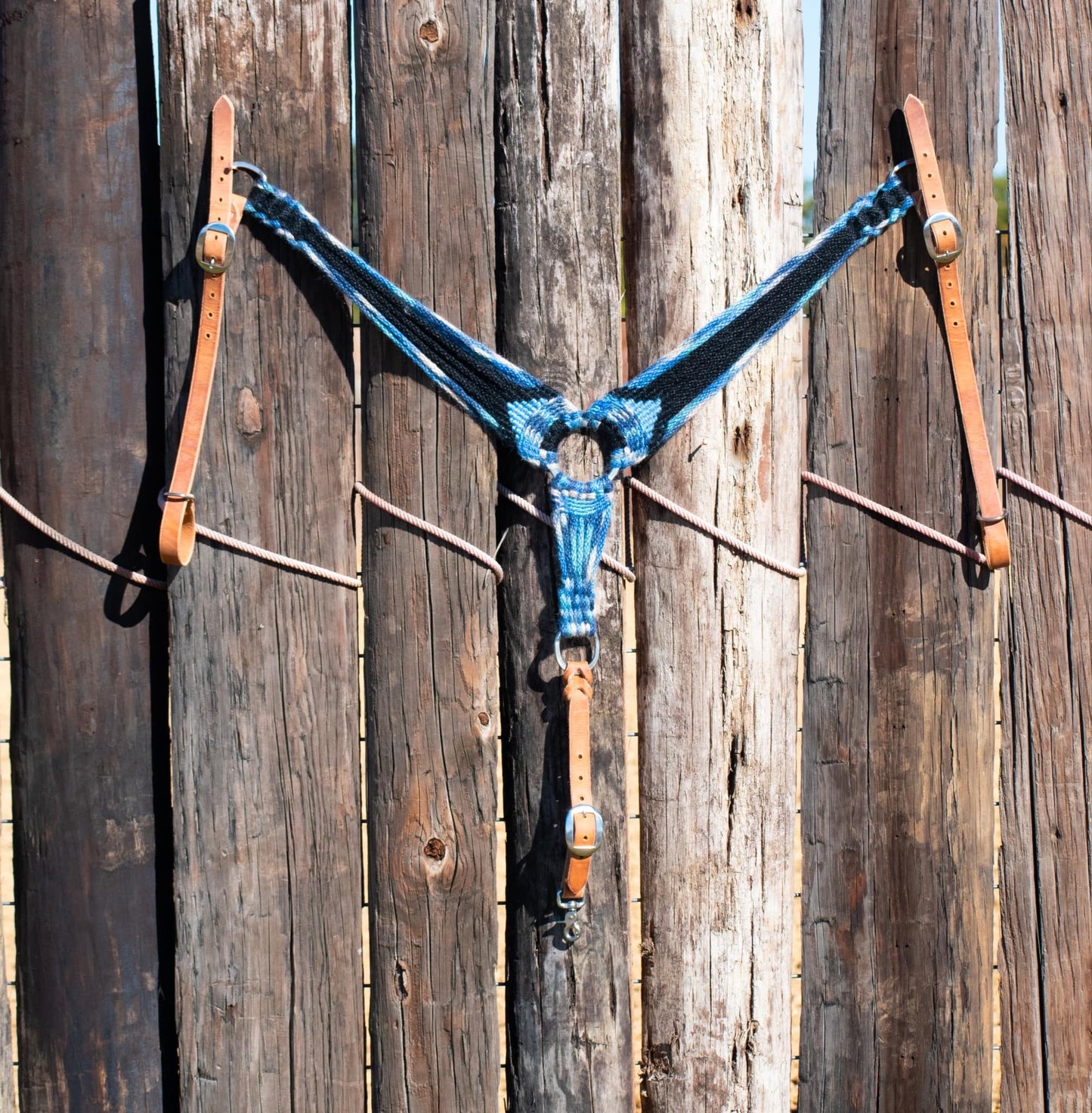 Wild Blue Yonder Handcrafted 100% Mohair Matching Cinch & Breast Collar Set