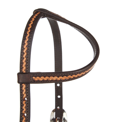 WD-RTSEH-MO Medium Oil Rope Tooled 5/8" Single Ear Headstall
