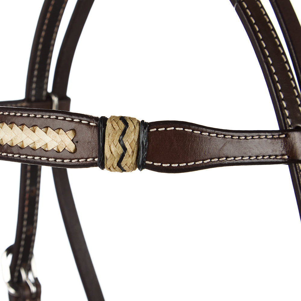 WD-SBH10 Braided Rawhide Chocolate Browband Headstall