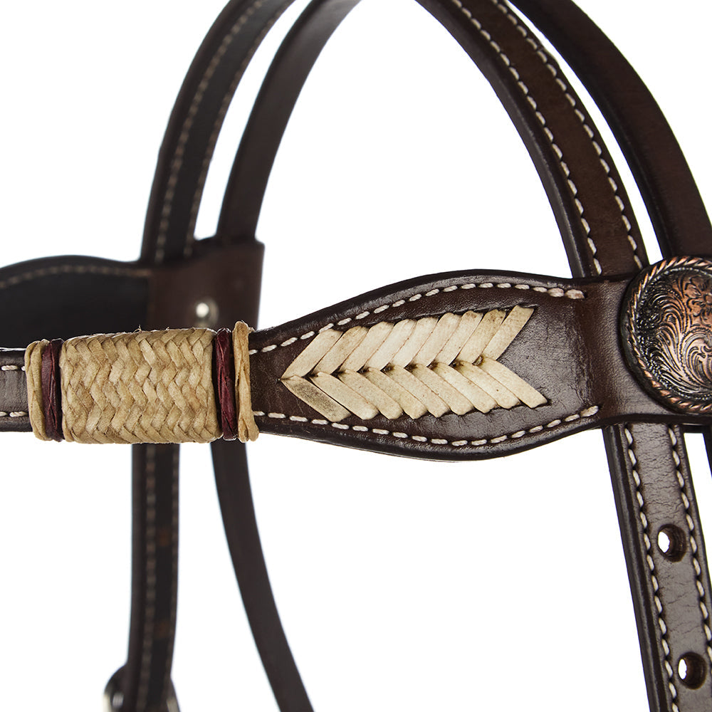 WD-SBH11 Natural Rawhide Scalloped Quick Change Browband Headstall