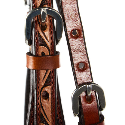 WD-SBH7 Floral Tooled Chestnut Browband Headstall