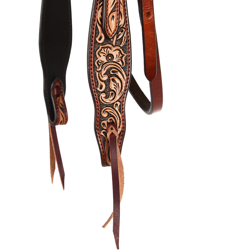 WD-SBH7 Floral Tooled Chestnut Browband Headstall