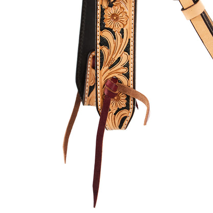 WD-SBH8 Natural Floral Tooling Browband Headstall