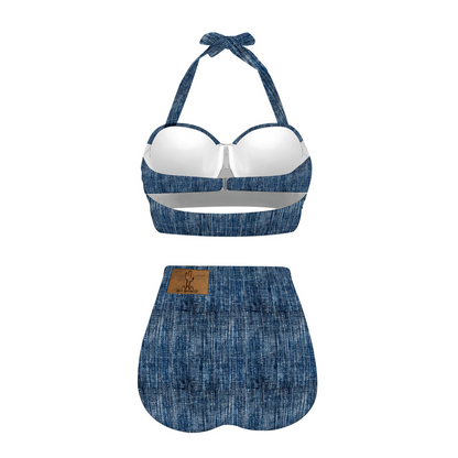 Denim Two-Piece Bathing Suit Halter-neck Bikini