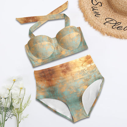 Light Patina Halter Neck Bikini Swimsuit