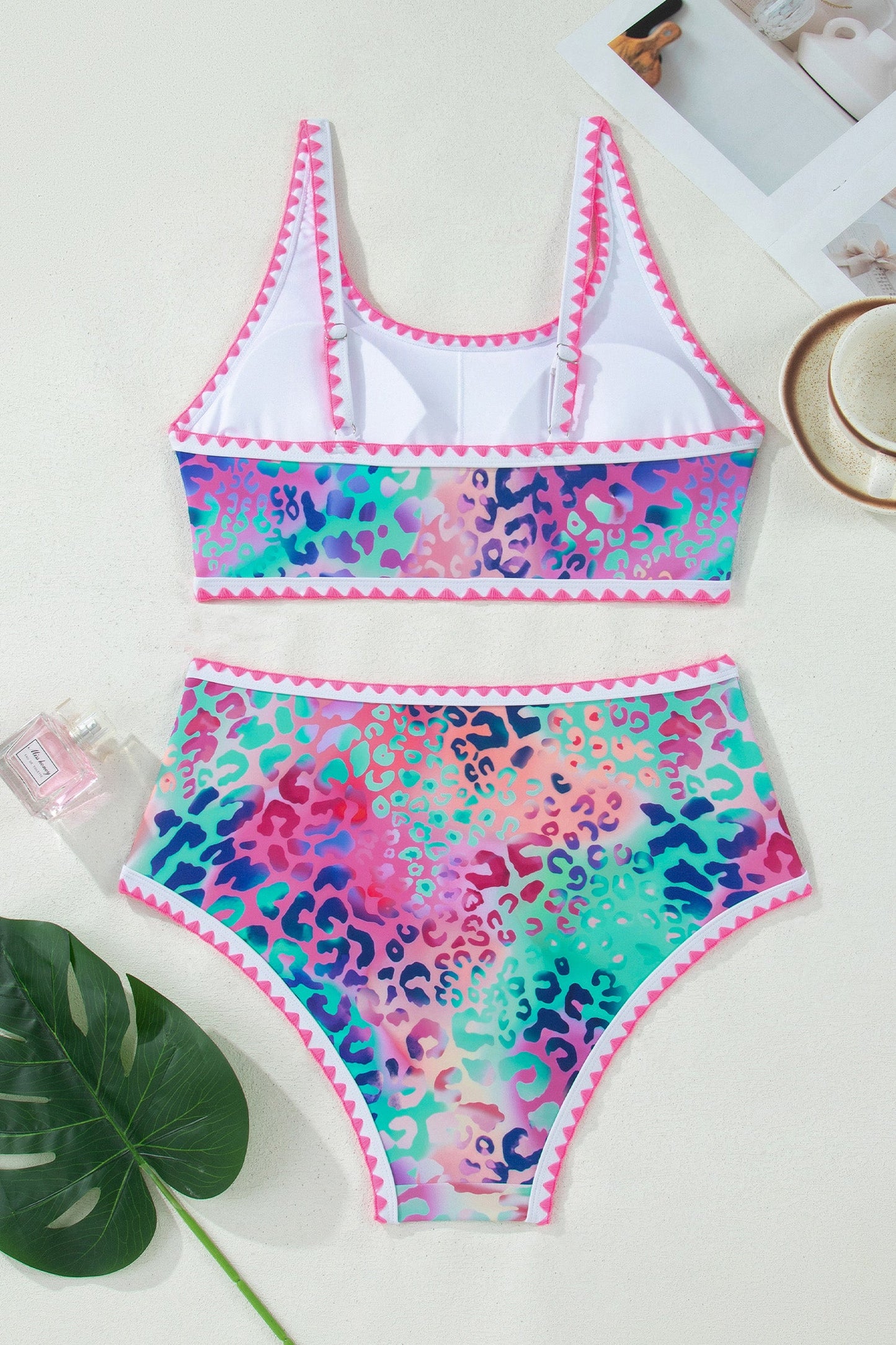 Leopard Ricrac High Waist Bikini Swim Set