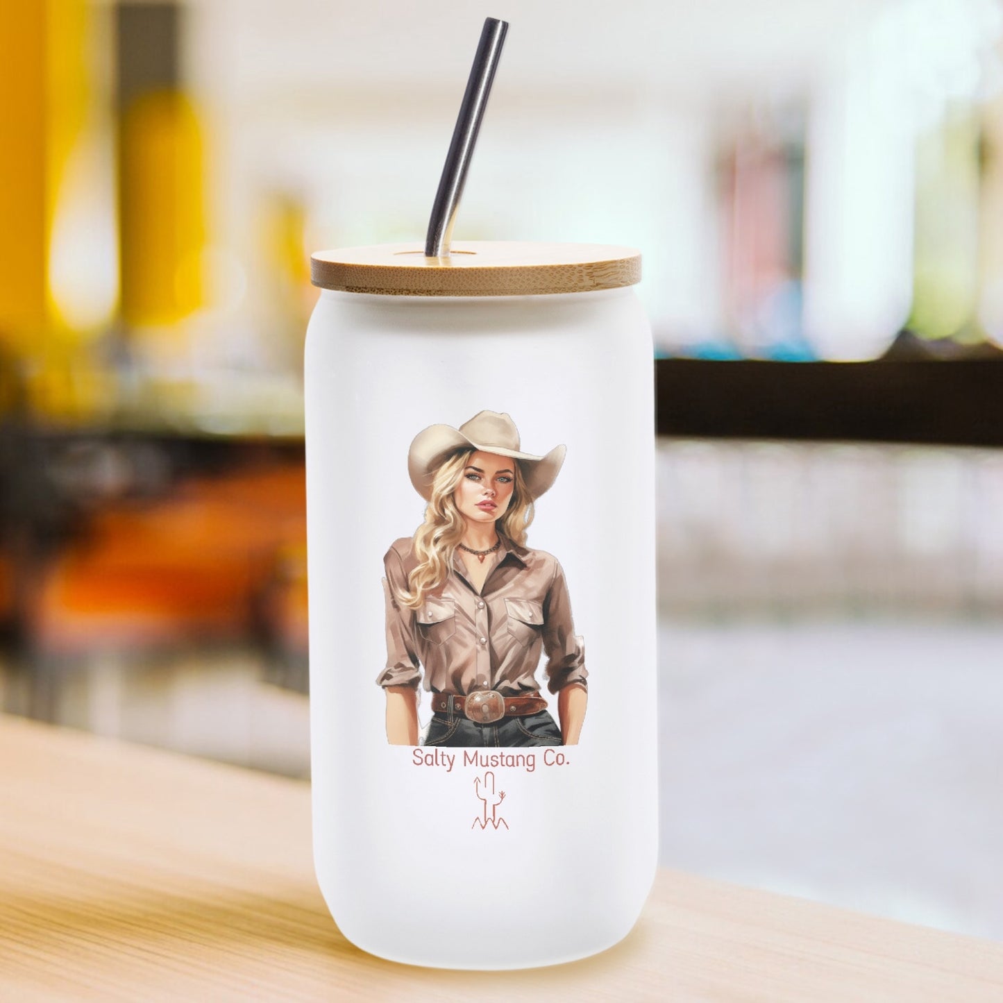 Balmorhea Cowgirl  Frosted Glass Cup