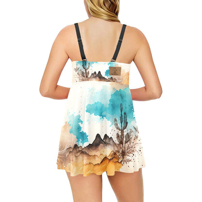 Painted Desert Soquili (2nd option) Chest Pleat Swim Dress