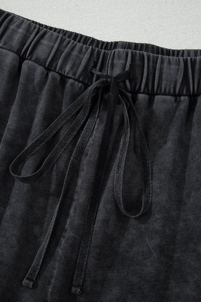 Plus Size Mineral Wash Exposed Seam Drawstring Pants