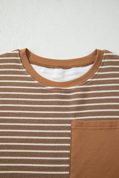 Stripe Crew Neck Tee and Drawstring Pants Set