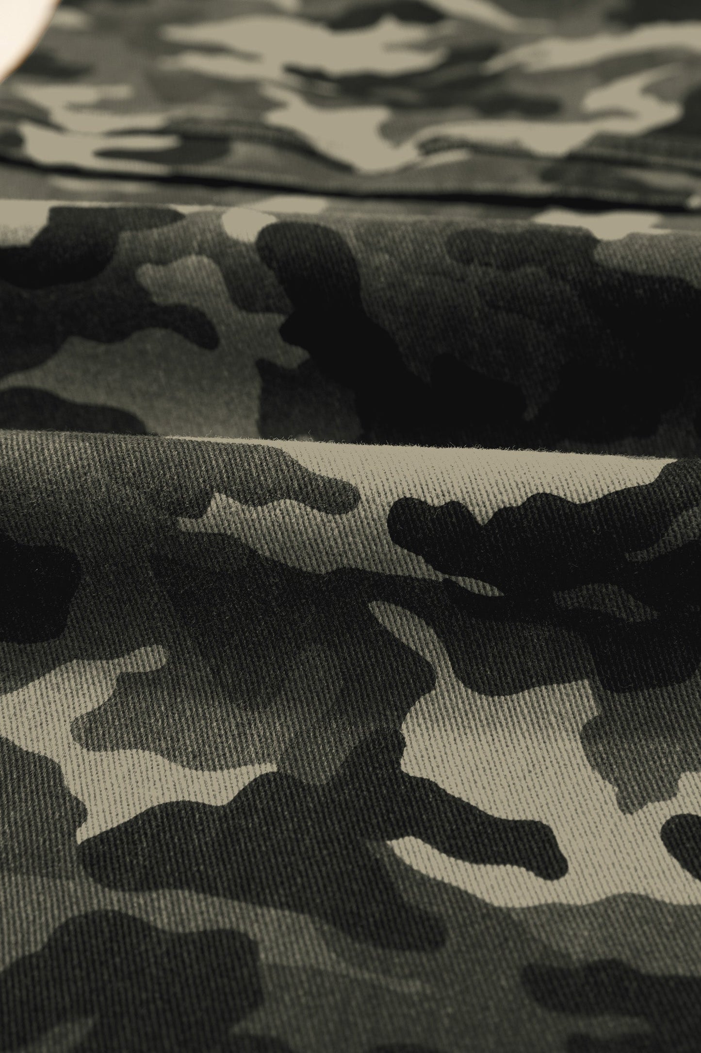 Camo Denim Cargo Pocket Wide Leg Pants