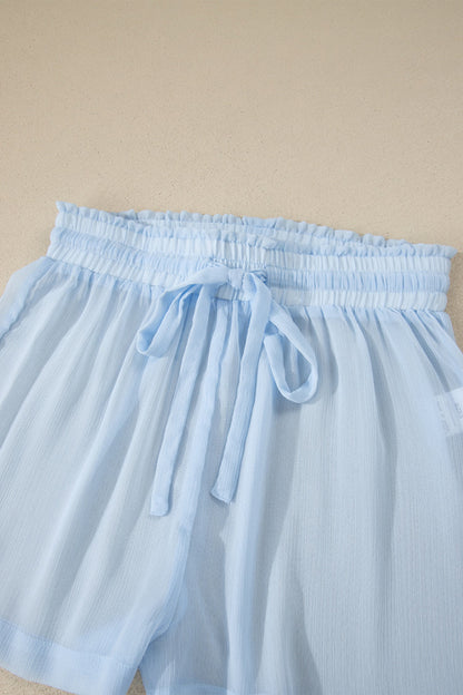 Sheer Tunic Shirt & Drawstring Shorts Cover-Up