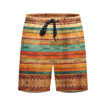 Rustic Mexican Serape Mid-Length Beach Shorts