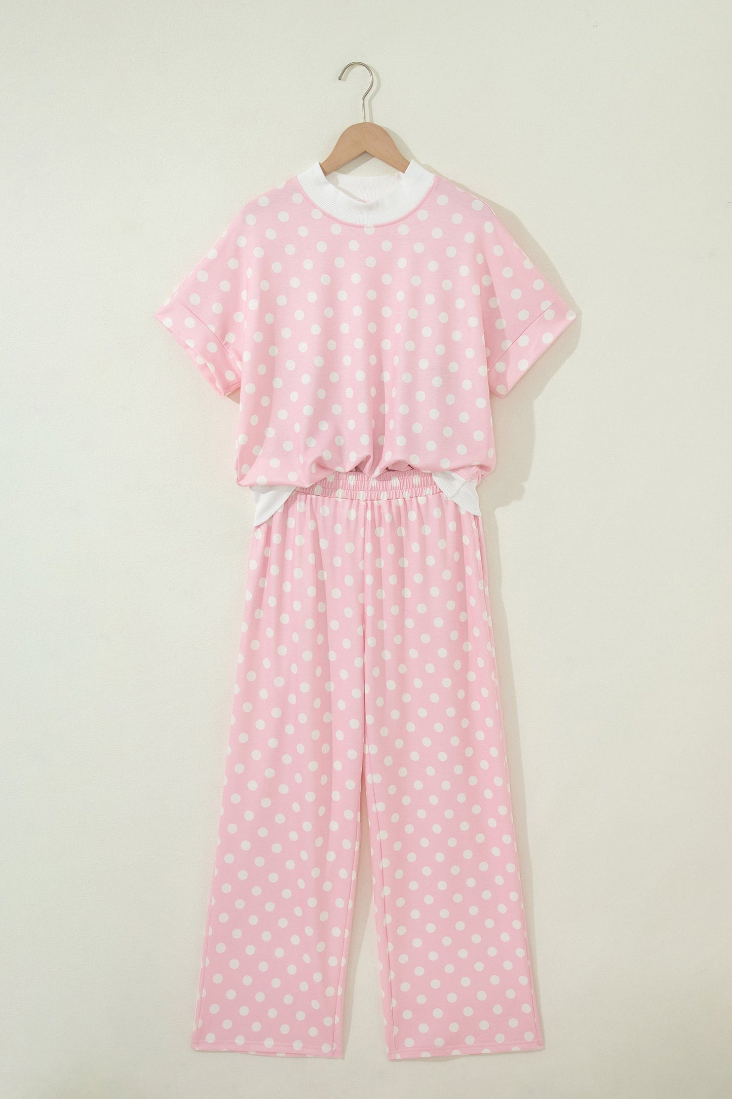 Polka Dot Mock Neck Top & Pants Set