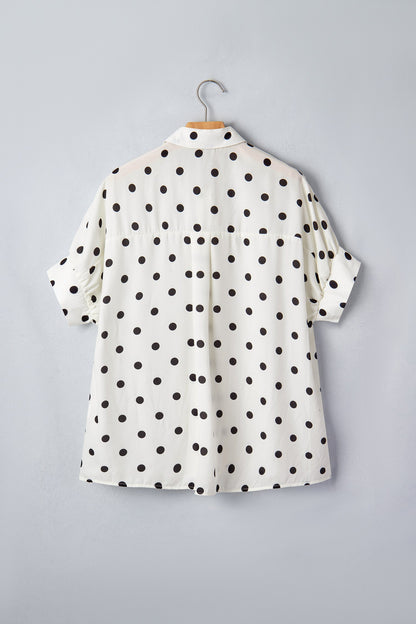 Polka Dot Dolman Sleeve Buttoned Shirt