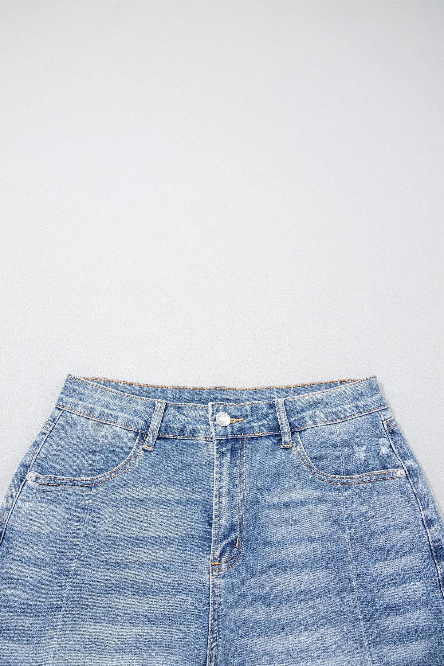 Acid Wash Denim Raw Hem Shorts