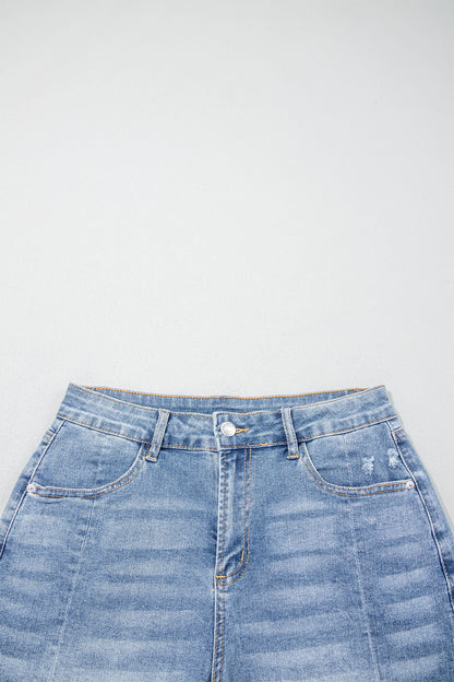Acid Wash Denim Raw Hem Shorts