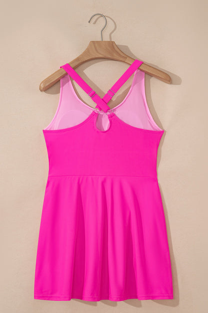 Contrast Trim Scoop Neck One-Piece Swim Dress