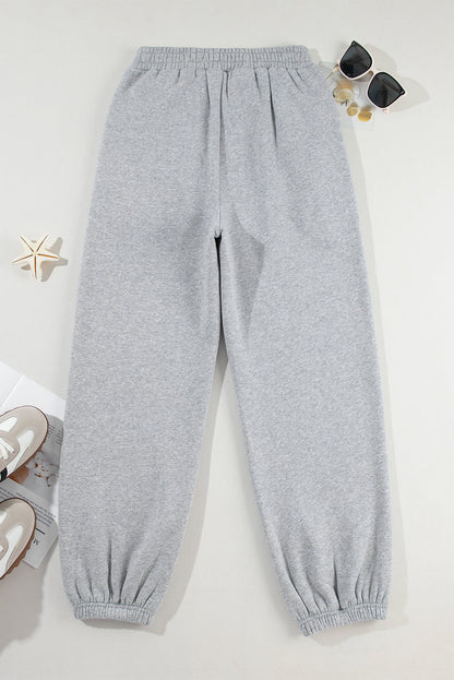 Solid Crisscross Elastic High Waist Sweatpants