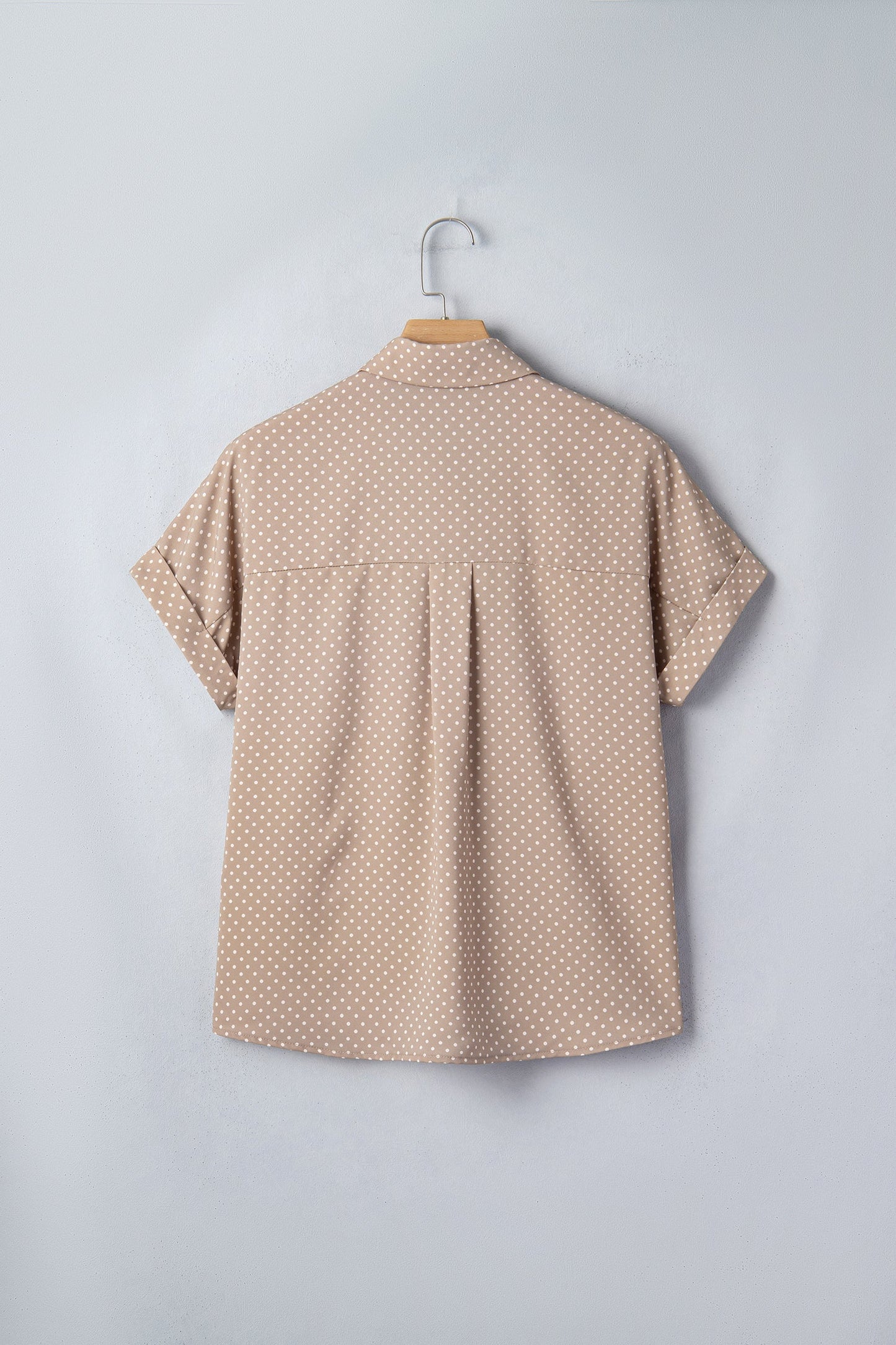 Polka Dot Cuffed Short Sleeve Buttoned Shirt