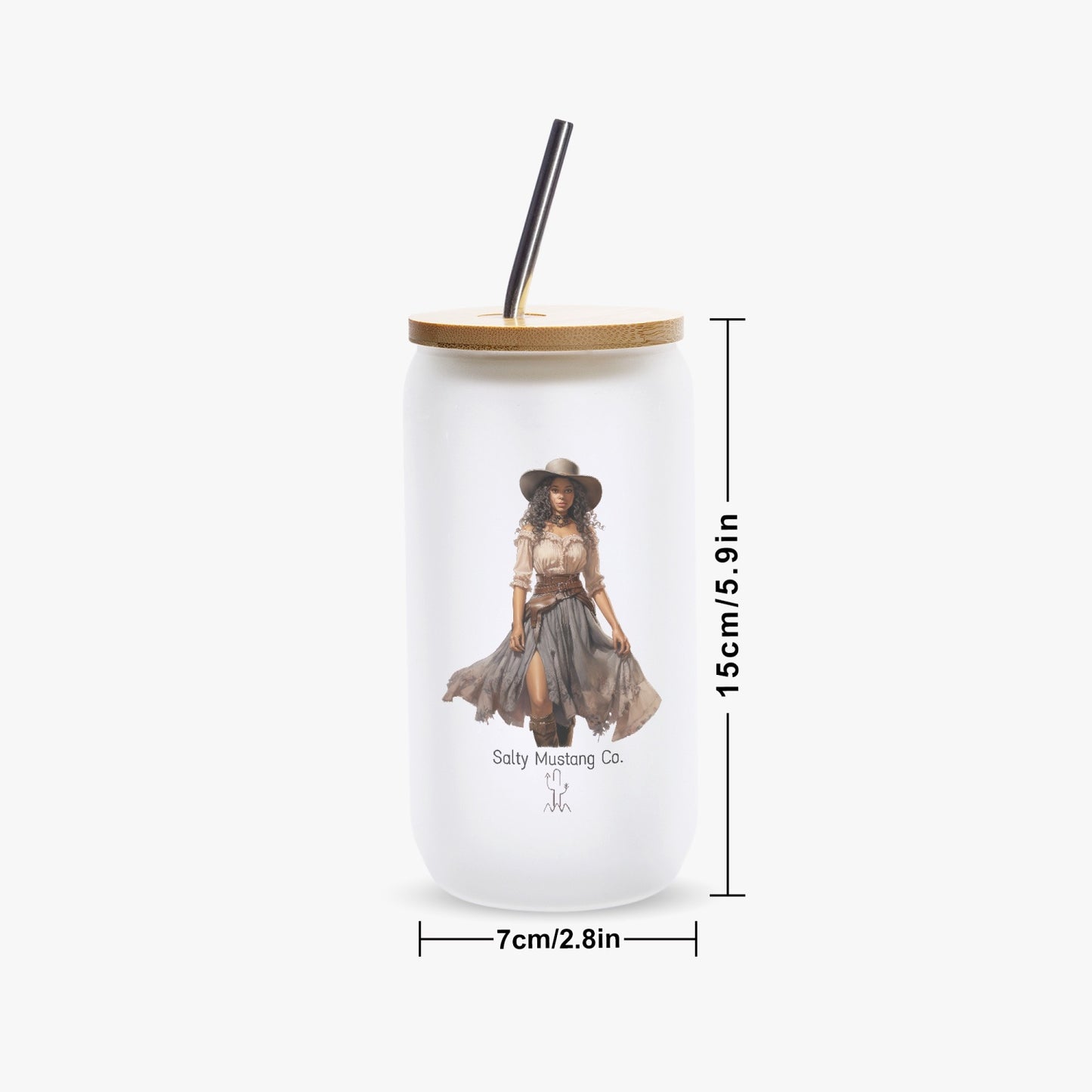 Laredo Cowgirl Frosted Glass Cup