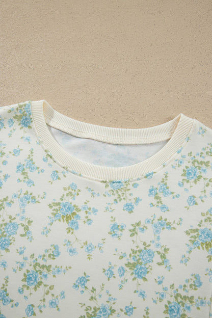 Floral Short Sleeve & Elastic Waist Short Sets