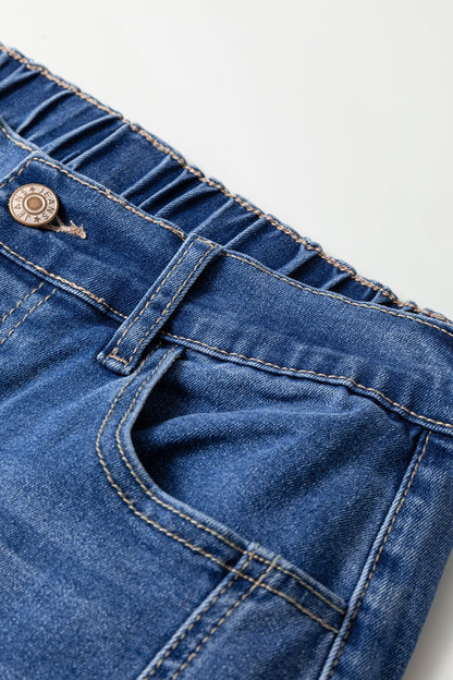Denim Buttoned Fly Tapered Barrel Leg Jeans