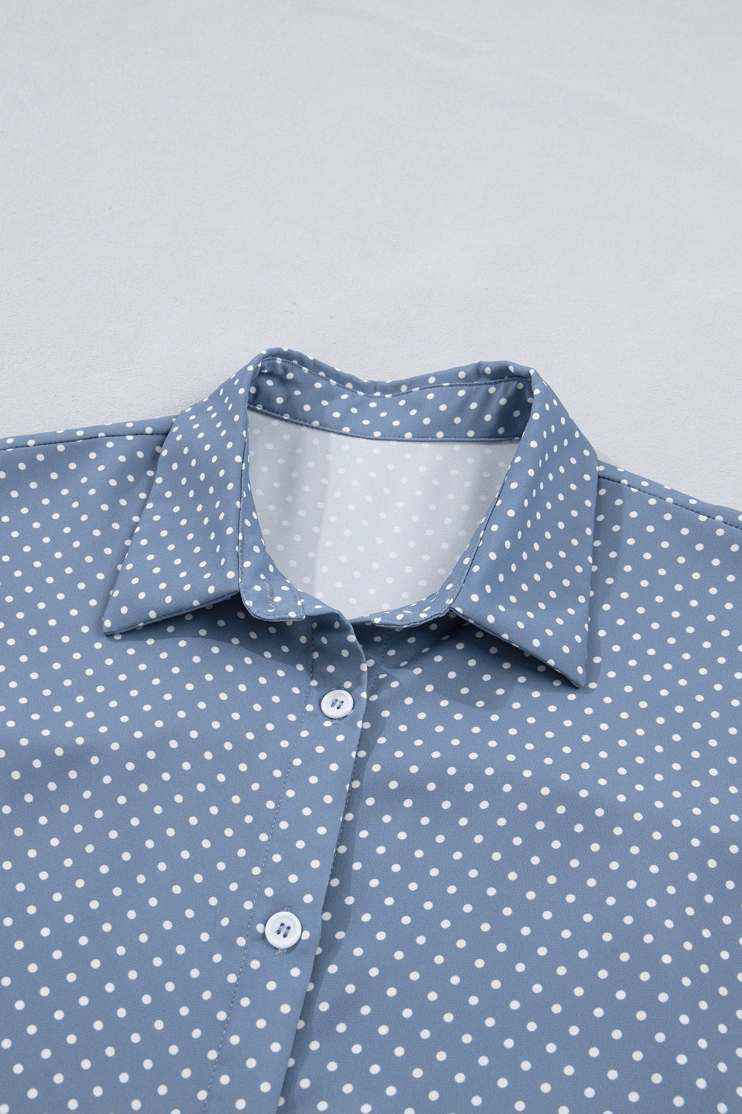 Polka Dot Cuffed Short Sleeve Buttoned Shirt