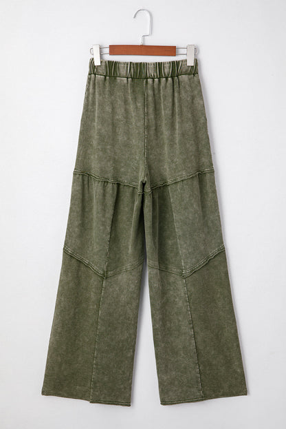 Mineral Wash Tiered Drawstring Wide Leg Pants