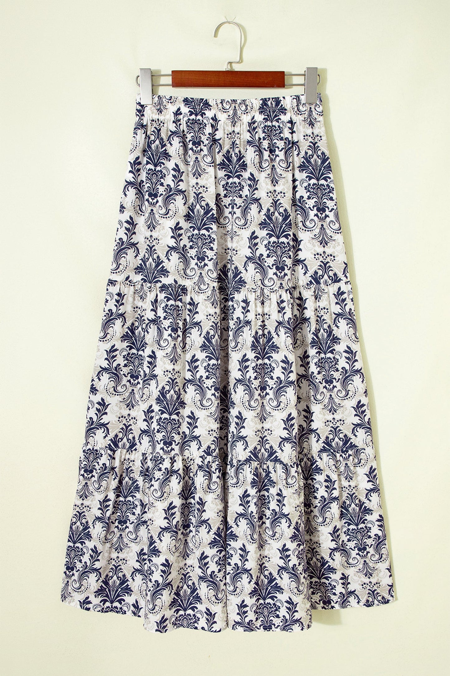 Boho Floral Tiered Maxi Skirt Split