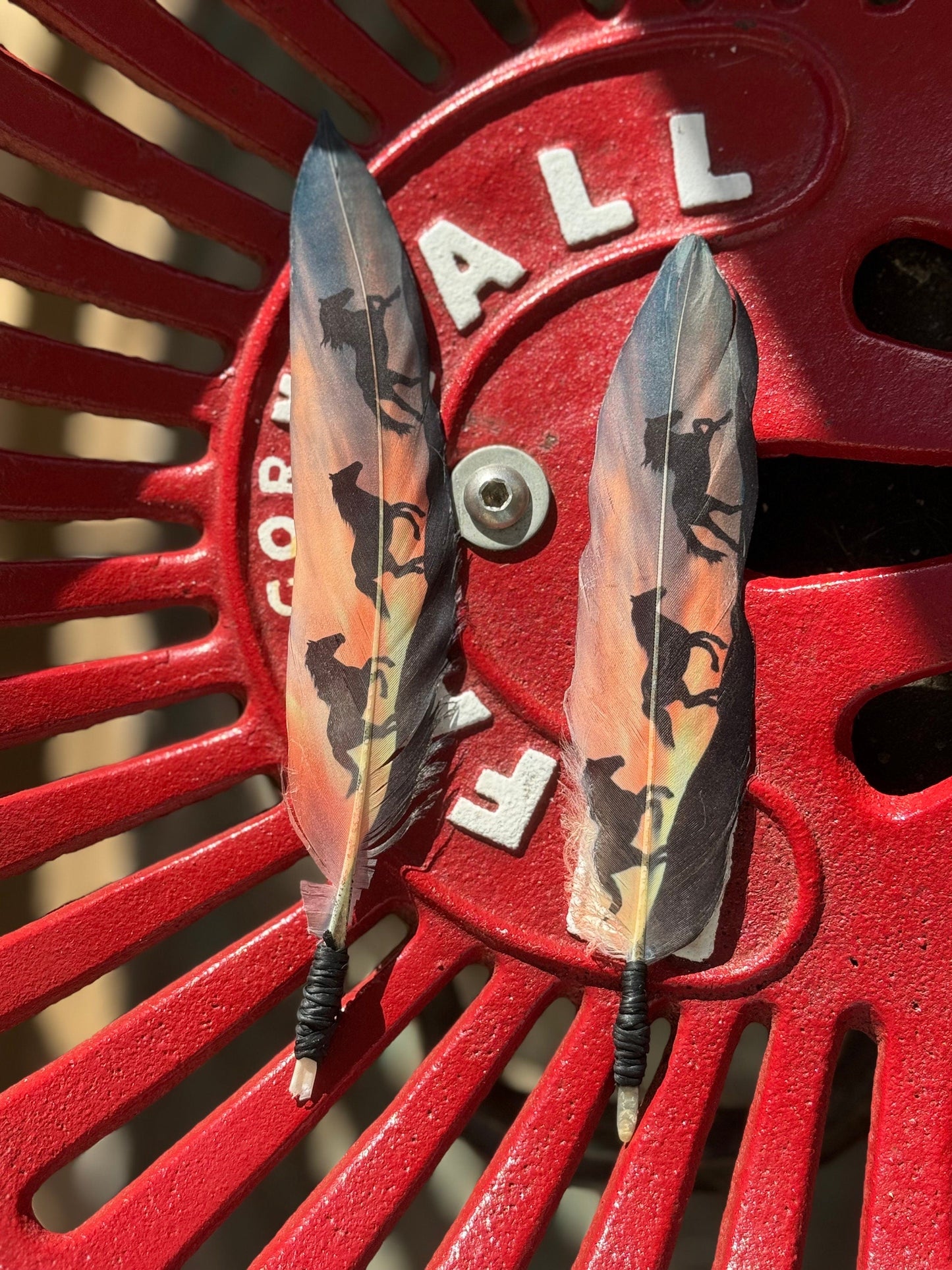 Orange Wild Sunset Horses Hat Feather