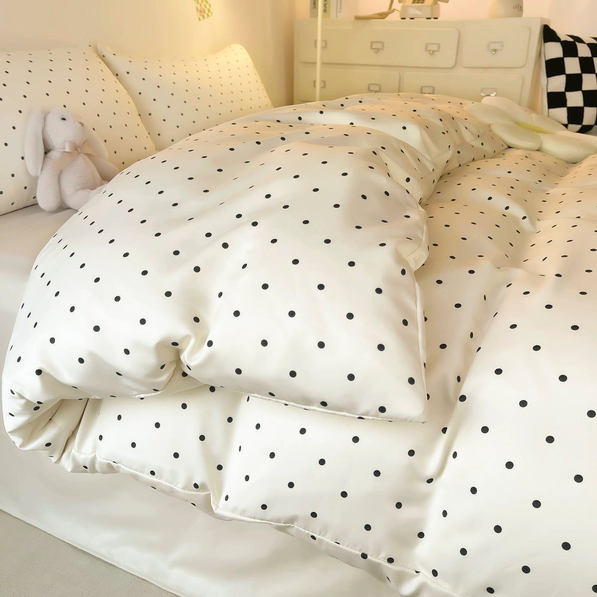 Polka Dot Satin Duvet Cover Set