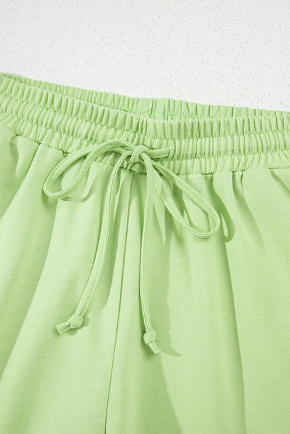 Solid Loose V-Neck Tee & Drawstring Shorts Set