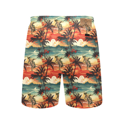 Vintage Paniolo Sunset Men's Mid-Length Beach Shorts