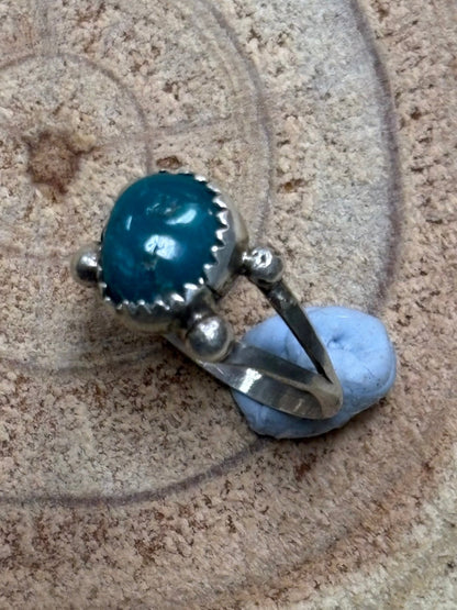 Antionette Martinez Navajo Kingman Turquoise Sterling Silver Ring — Size 8